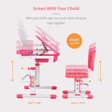 Kids Desk and Chair Set Height Adjustable