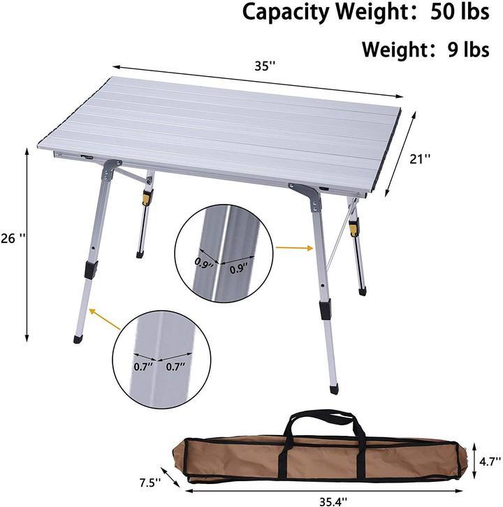 Portable Folding Aluminum Camping Picnic Table